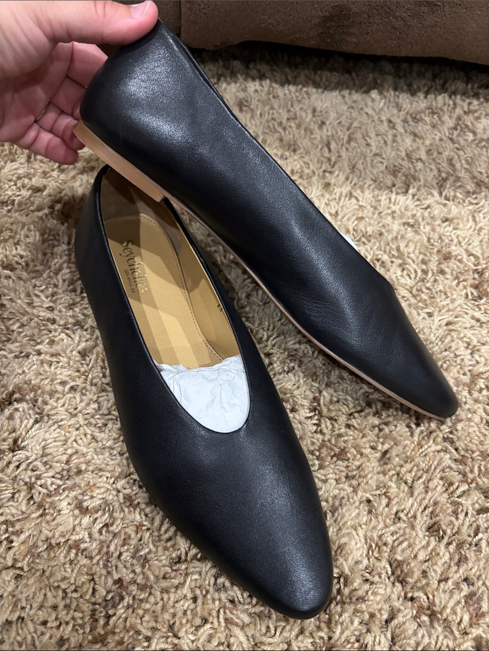 Seychelles Black Leather Flat Dress Shoes Size 8.5